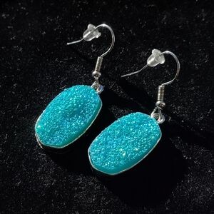 NEW Sparkling Aqua Imitation Druzy Earrings